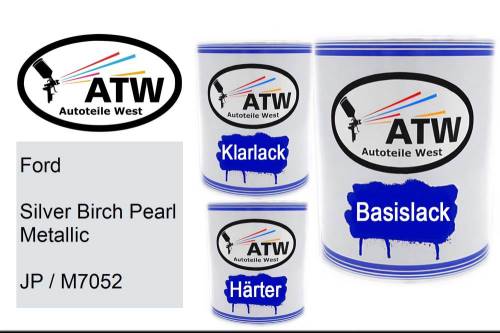 Ford, Silver Birch Pearl Metallic, JP / M7052: 1L Lackdose + 1L Klarlack + 500ml Härter - Set, von ATW Autoteile West.